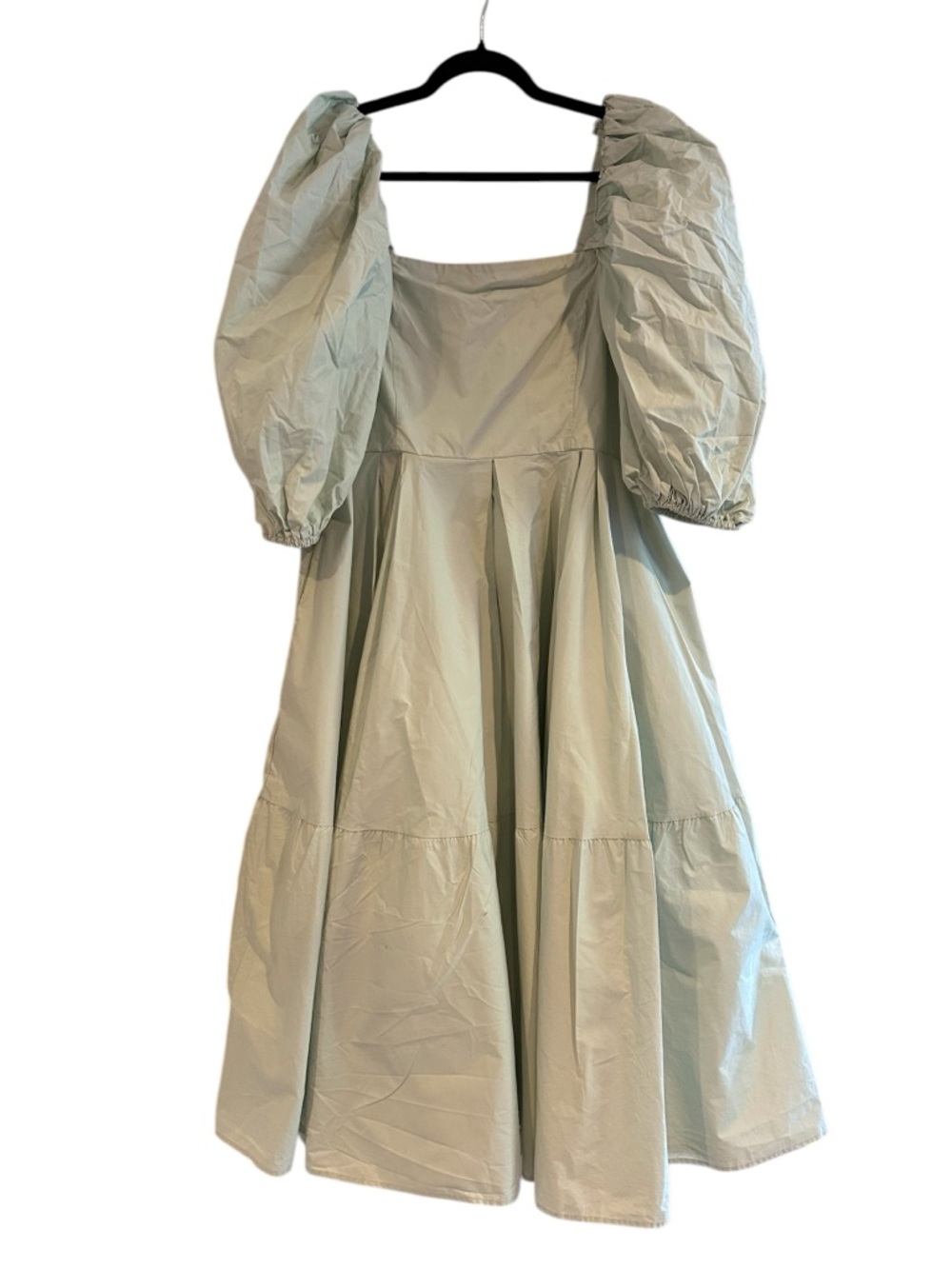 ASOS Mint Green Puff Sleeve Flowy Midi Dress Size 16